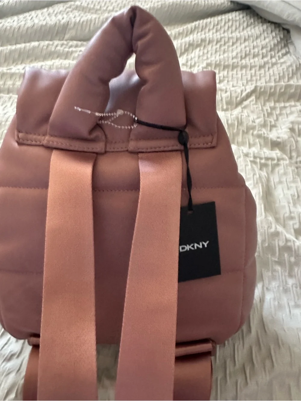 DKNY Dusty Rose Quilted Leather Backpack